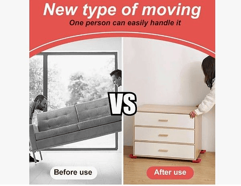 Patines para Mover Muebles con Elevador Ajustable y 4 Ruedas