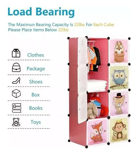 Closet Armario 8 Cubos – Organizador Modular Infantil
