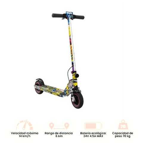 Patineta Eléctrica Plegable para Niños  Motor 180W Luces y Batería de Litio 24V Amarilla