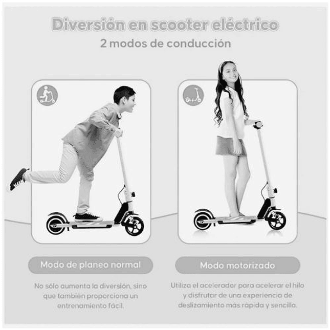 Patineta Eléctrica Plegable para Niños  Motor 180W Luces y Batería de Litio 24V Amarilla 4