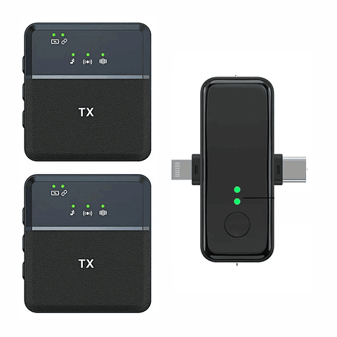 Micrófono Inalámbrico de Solapa 2.4 GHz con Retorno en Tiempo Real – Tipo C y iPhone