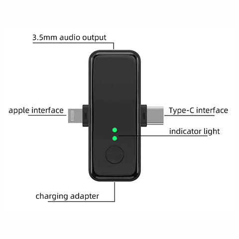 Micrófono Inalámbrico de Solapa 2.4 GHz con Retorno en Tiempo Real – Tipo C y iPhone