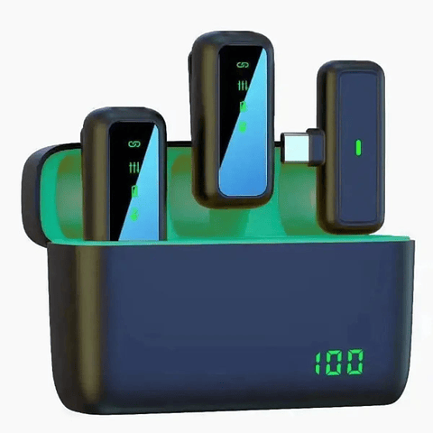 Micrófono Solapa Doble SX6 Tipo C  iPhone con estuche de carga