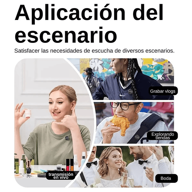 Micrófono Inalámbrico de Solapa con Base de Carga Compatible Tipo C y iPhone 4