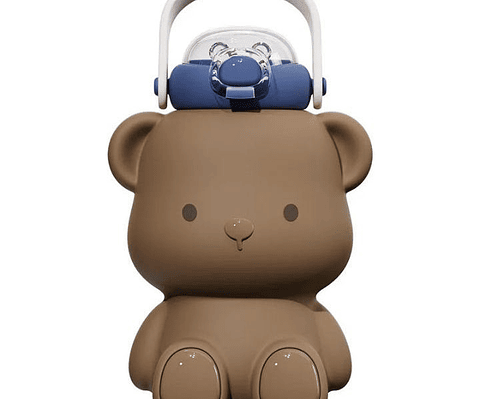 Termo en Forma de Oso Color Blanco con Sticker y Cuerda