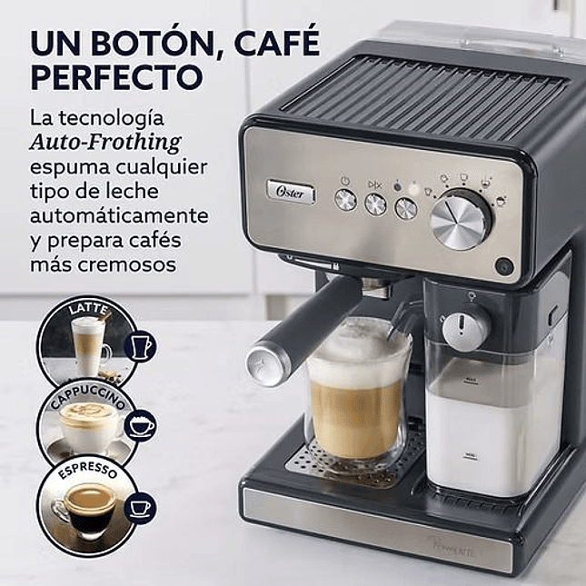Cafetera Automática de Espresso Oster PrimaLatte Acero Inoxidable 1