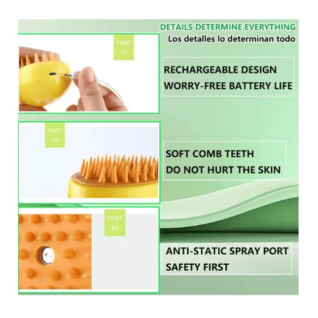 Cepillo a Vapor Para Mascotas 3 en 1 4