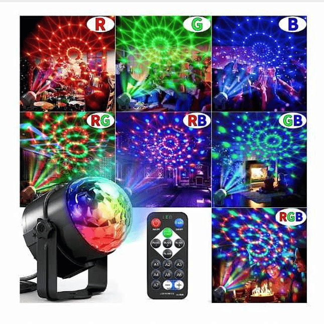 Bola Disco Luz Rítmica DS-113 con Control Remoto – 7 Modos 4