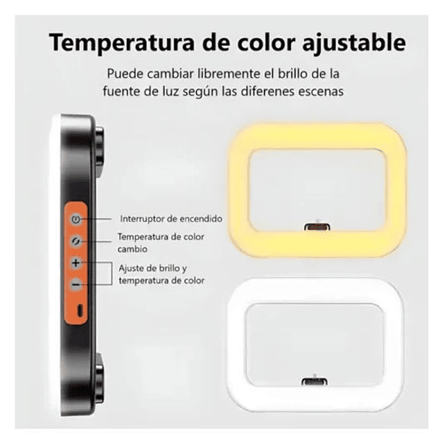 Aro de Luz Rectangular YM200  20W con Soporte para Celular 3