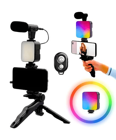 Estabilizador para Celular con Luz RGB, Micrófono y Trípode