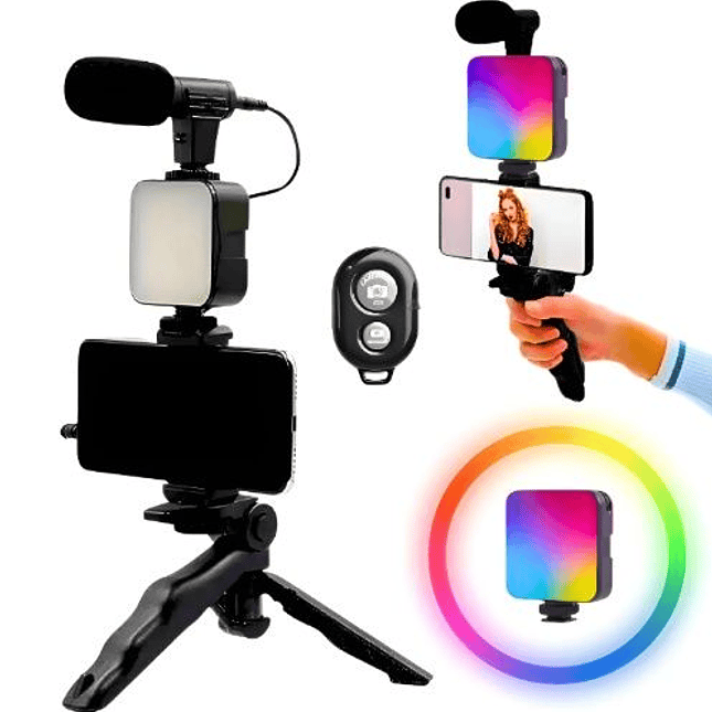 Estabilizador para Celular con Luz RGB, Micrófono y Trípode 1