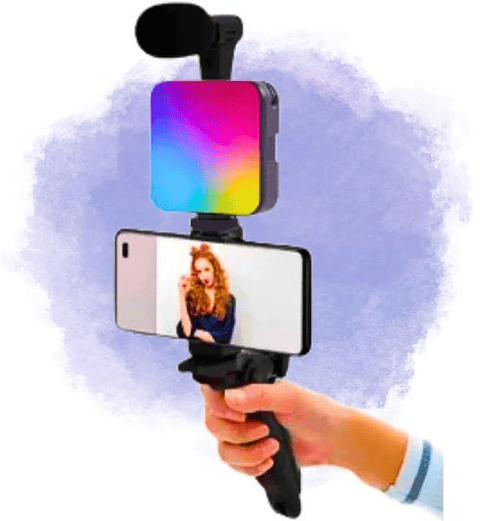 Estabilizador para Celular con Luz RGB, Micrófono y Trípode