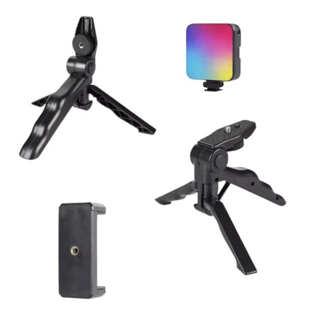 Estabilizador para Celular con Luz RGB, Micrófono y Trípode 4