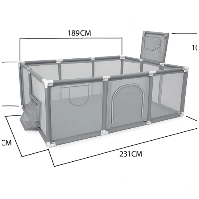 Corral de Juegos Rectangular Infantil con Aro de Baloncesto y Portería 1