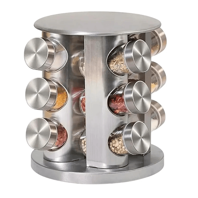 Condimentero Giratorio 12 Potes de Vidrio 360° 4