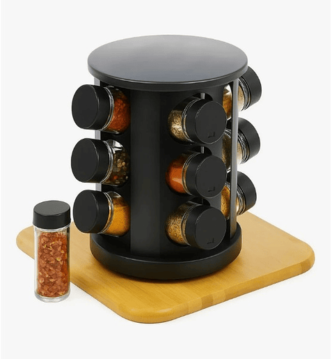 Condimentero Giratorio 12 Potes de Vidrio 360°