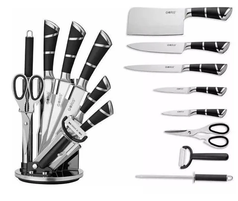 Juego de Cuchillos 9 Piezas con Soporte Giratorio