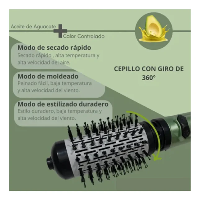 Cepillo Secador Giratorio 360° 2 en 1 2