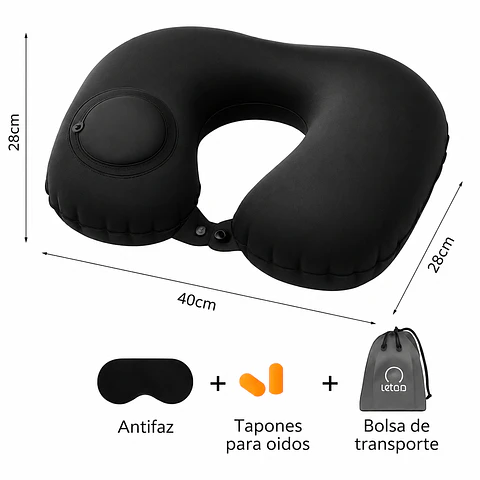 Cojín Inflable de Viaje en Forma de U con Accesorios