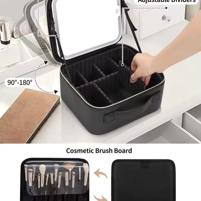 Neceser de Maquillaje con Espejo LED y Divisores Ajustables 6