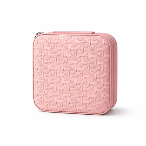 Mini Joyero Alhajero de Viaje Rosa con Compartimentos
