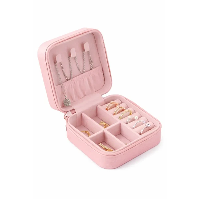 Mini Joyero Alhajero de Viaje Rosa con Compartimentos 1