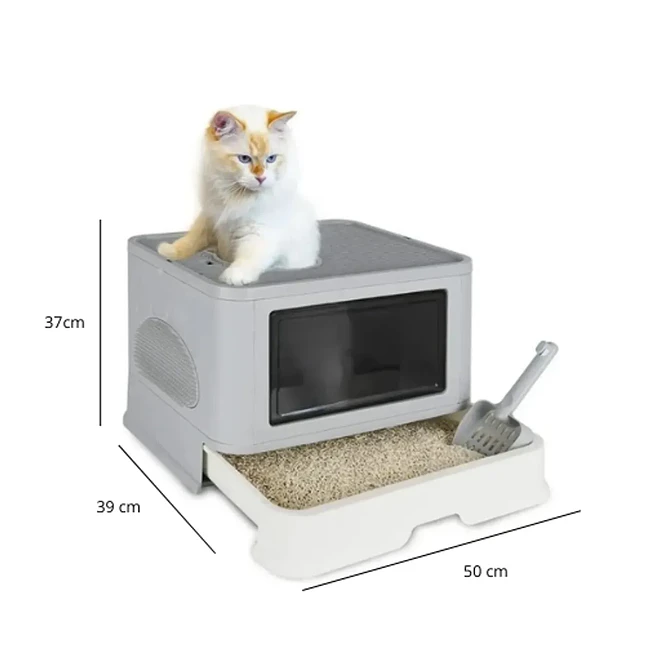 Caja de Arena Plegable para Gatos con Tapa 2