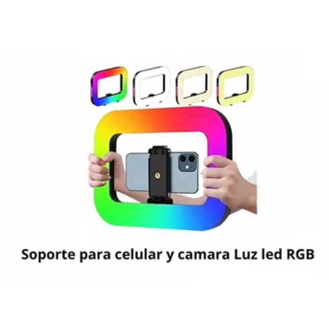 Luz LED RGB E30 con Soporte para Celular y Cámara 2
