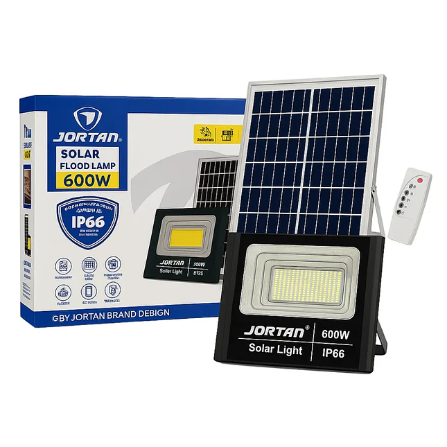 Lámpara Reflector Solar Jortan 600W con Panel y Control Remoto 1