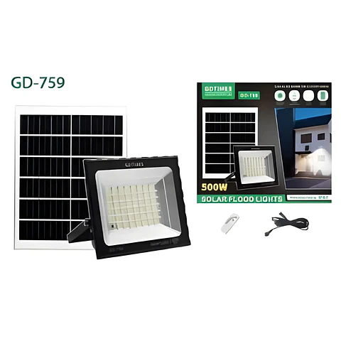 Reflector LED Solar Jortan 500W con Panel y Control Remoto