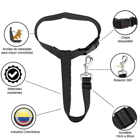 Correa de Seguridad para Perro para Auto Ajustable