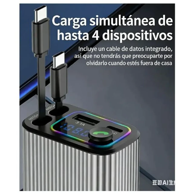 Cargador Retráctil para Auto 4 en 1 120W 4