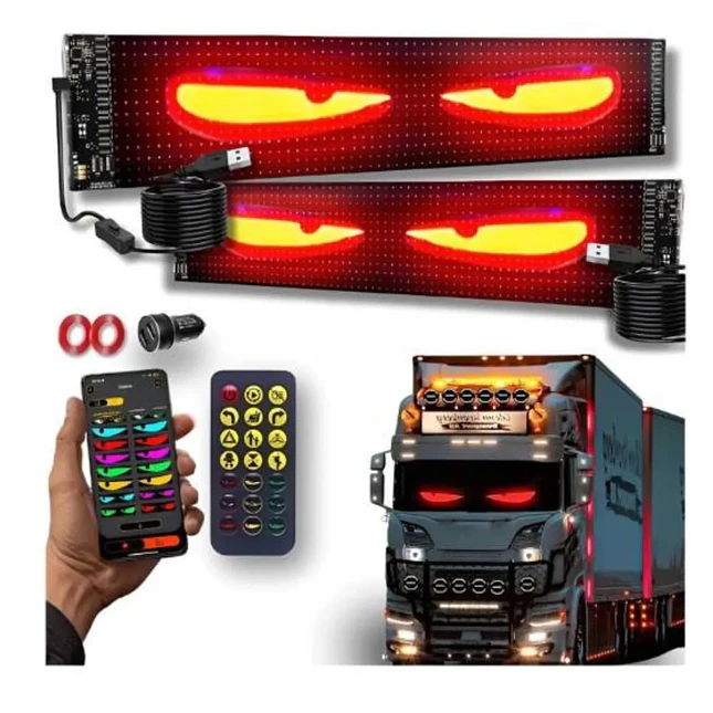 Letrero LED Programable Tipo Ojos para Camión 133 × 19.2 cm 2