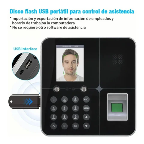Máquina de Control de Asistencia Biométrica Facial y Huella