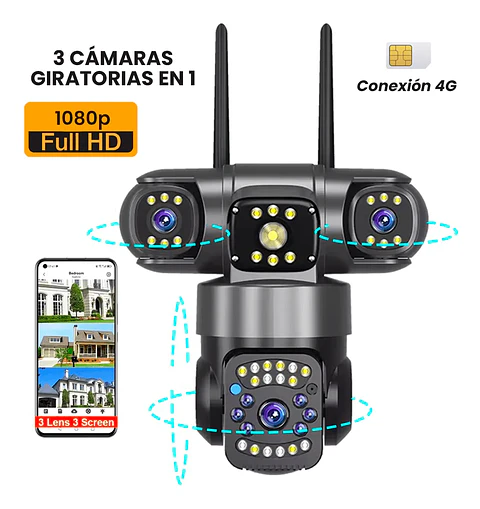 Cámara de Seguridad Exterior WiFi YMS4 4 Lentes