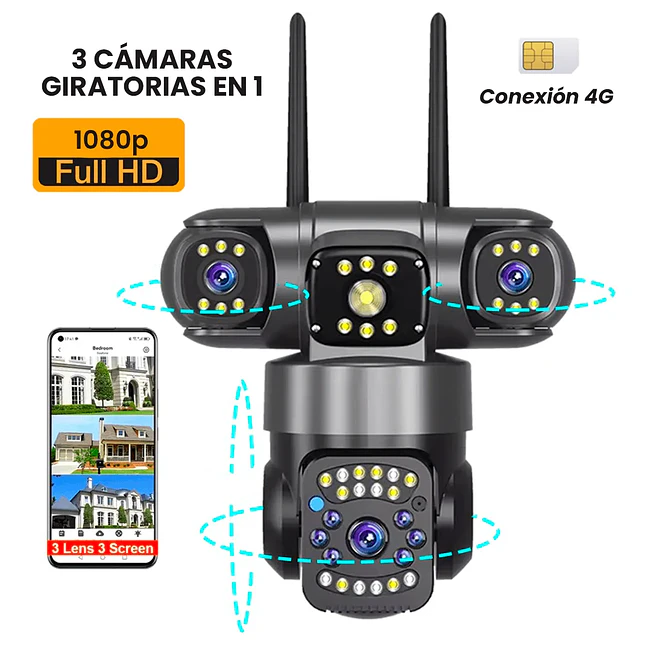 Cámara de Seguridad Exterior WiFi YMS4 4 Lentes 2