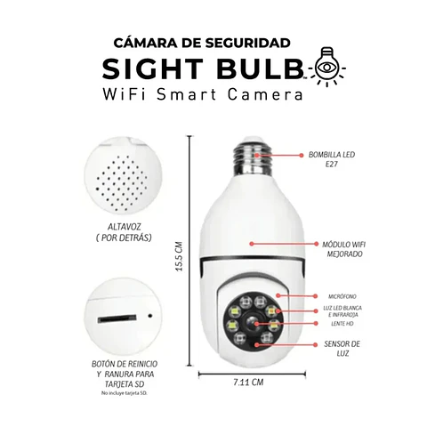 Cámara IP Tipo Bombillo Doble Lente WiFi