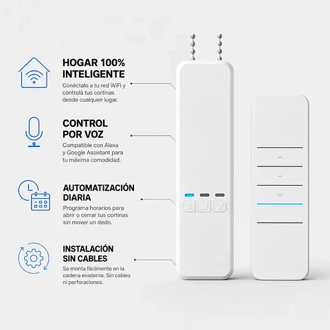 Motor Inteligente para Cortinas WiFi Compatible con Alexa y Google Home