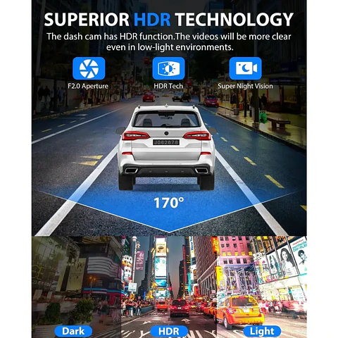 Cámara DVR para Carro 3 Lentes Full HD
