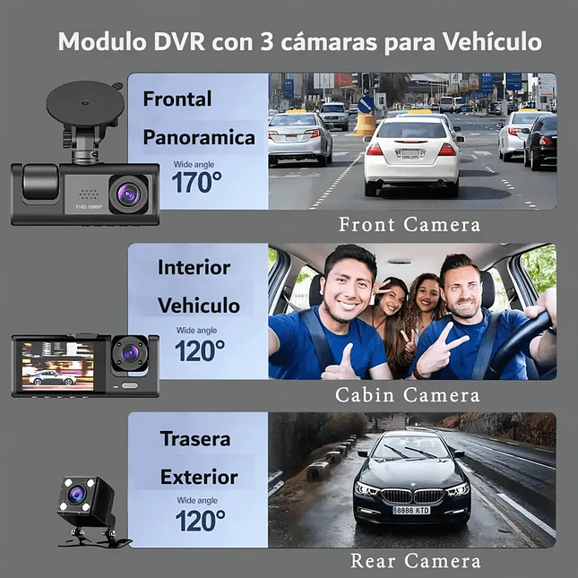 Cámara para Carro de 3 Lentes HD 3