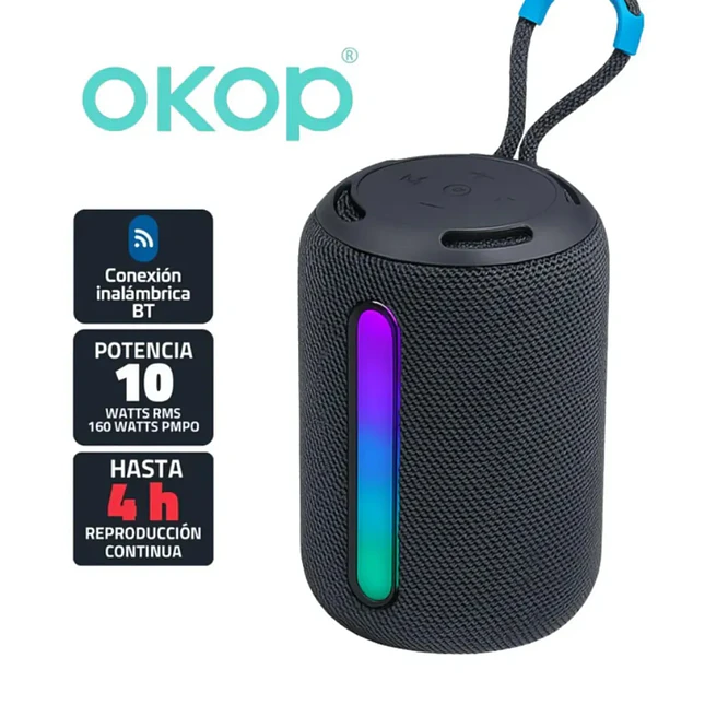 Parlante Portátil Okop KP-599 Bluetooth con Luces LED 4