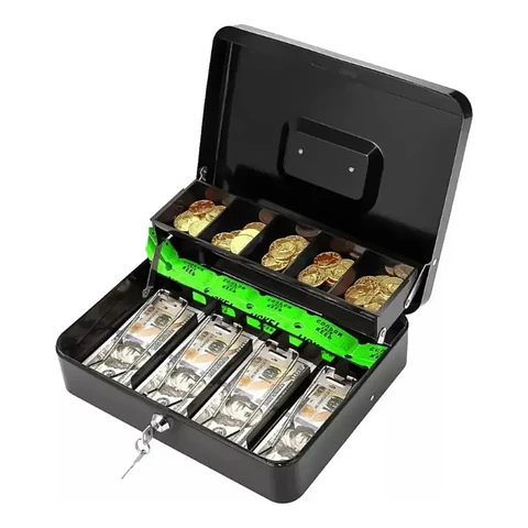 Caja Organizadora de Dinero Metálica con Clave