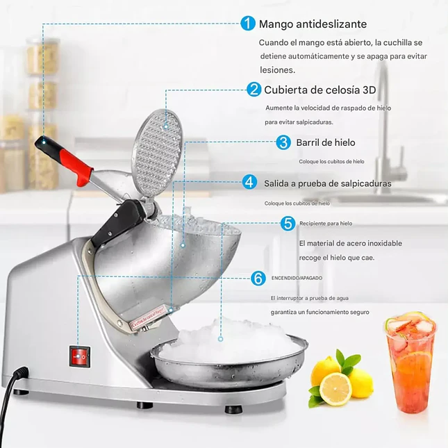 Máquina Eléctrica Trituradora de Hielo para Bebidas y Granizados 5