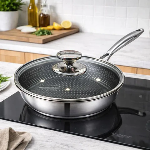 Sartén de Acero Inoxidable 304 Antiadherente para Cocina