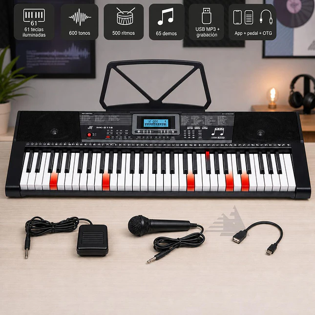 Teclado Musical Organeta MK-2115 con 61 Teclas 1
