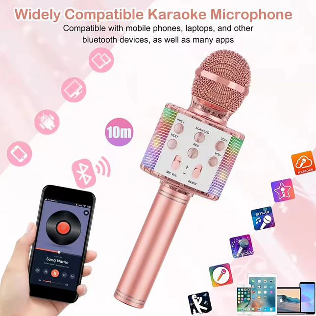 Micrófono de Karaoke para Niños con Bluetooth y Efectos de Voz 3