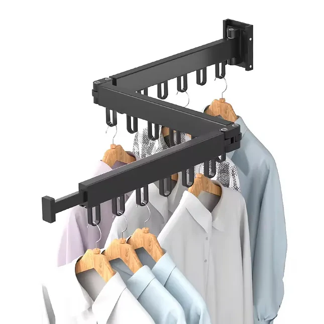 Tendedero Plegable de Pared con 18 Ganchos Giratorios 360° 1
