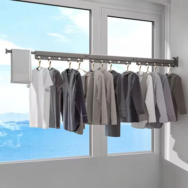 Tendedero Plegable de Pared con 18 Ganchos Giratorios 360° 4