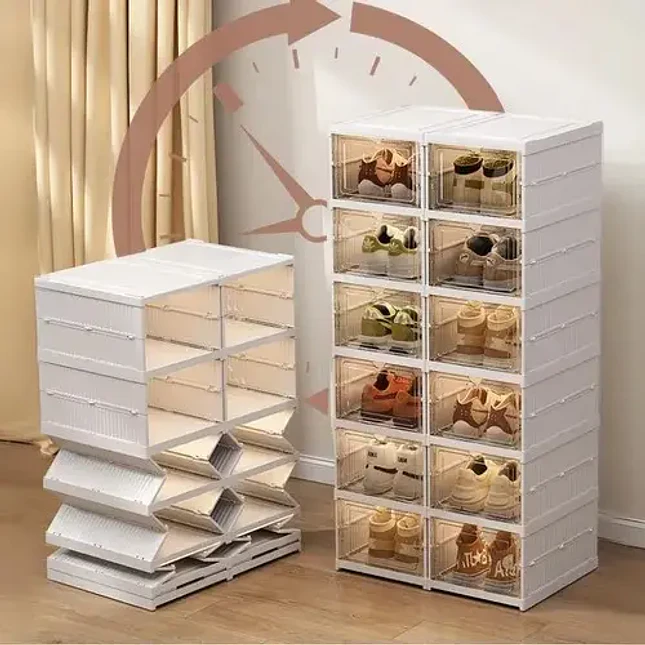 Zapatero Plegable de 6 Niveles en Acrílico Transparente 3