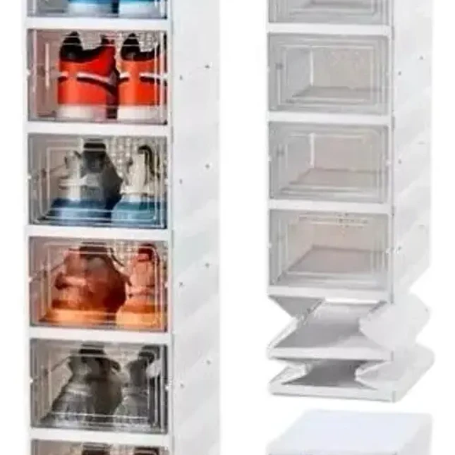 Zapatero Plegable de 6 Niveles en Acrílico Transparente 2